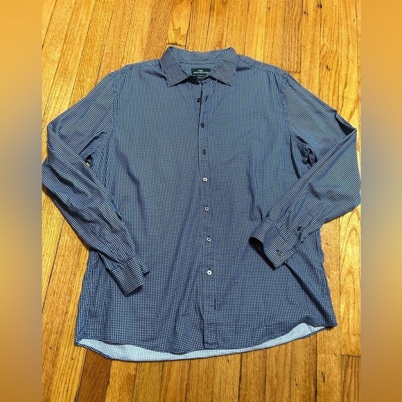 Rodd & Gunn Dress Shirt 2XL Geometric Blue Sports Fit Italian Fabric Button Up - Picture 1 of 9